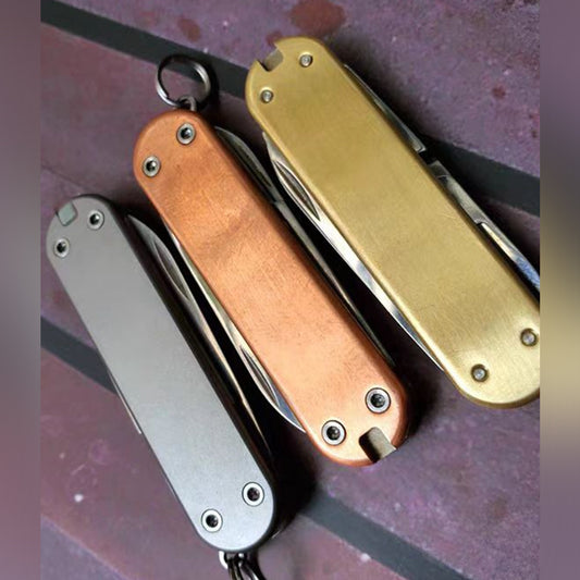 58mm Knife Titanium Brass Copper Scale Handle SAK Aftermarket Parts