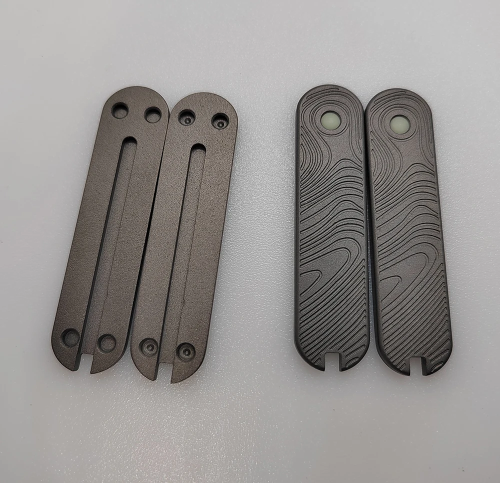 Cuchillo de 58 mm con mango de titanio y escamas luminosas, piezas de repuesto SAK