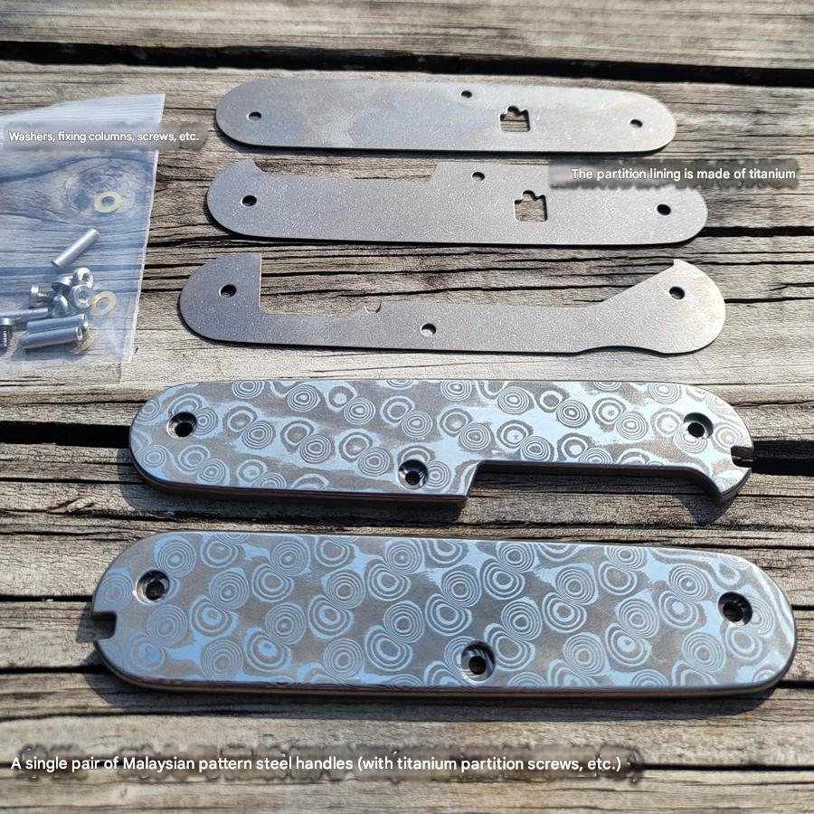 91mm Damascus Steel Knife Scale 53 HRC Handle SAK Aftermarket Parts Multi-Tools