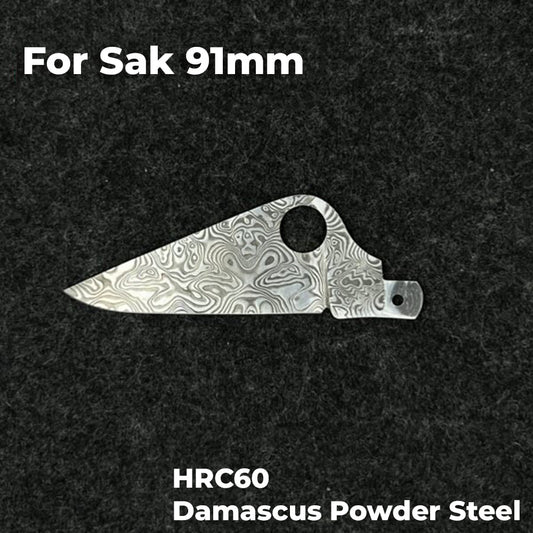 91mm Knife Damascus Powder Steel Handmade Replacement Blade Looks Like Spider SAK Parts