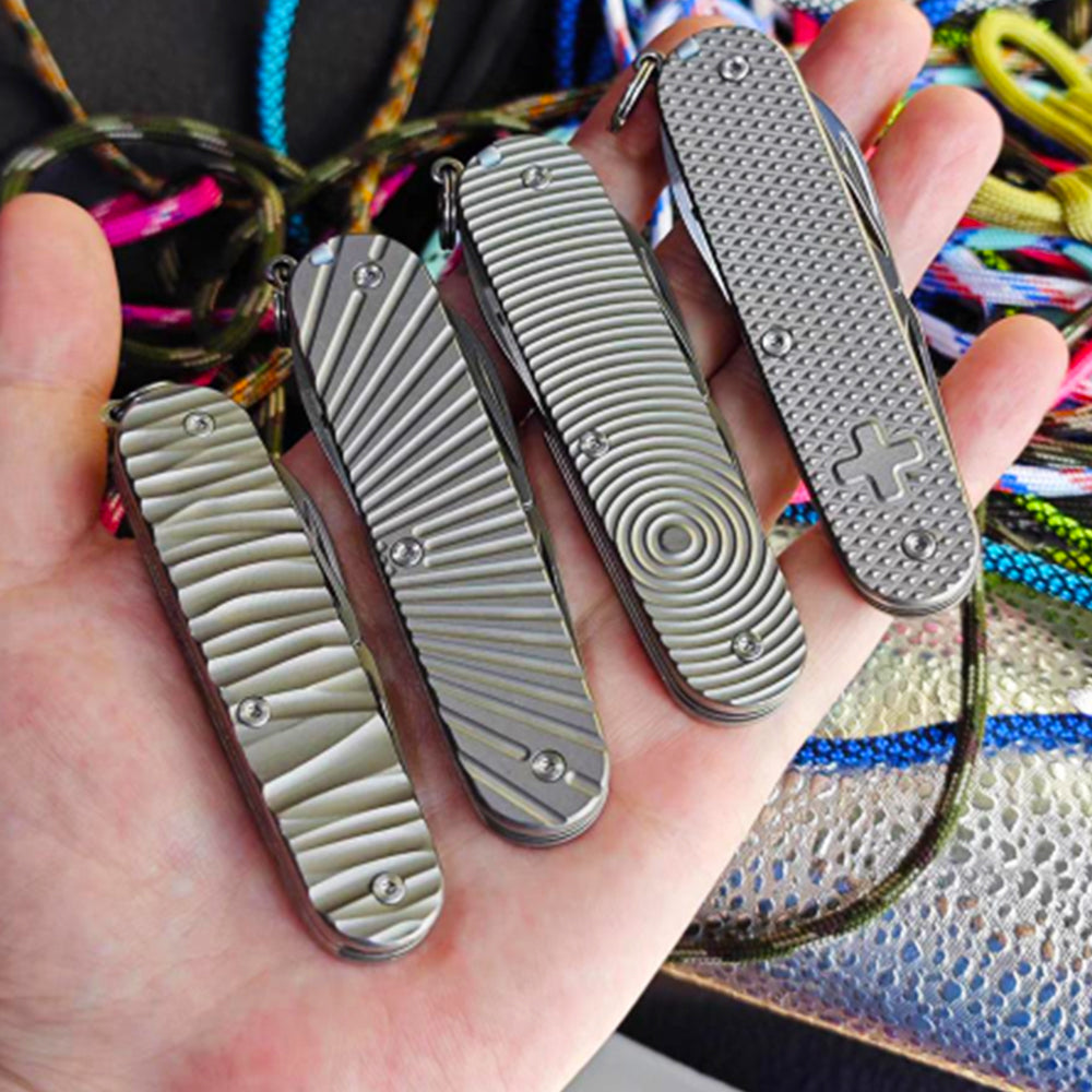 91mm Knife Titanium Scale Handle SAK Aftermarket Parts + Free Liners & Screws