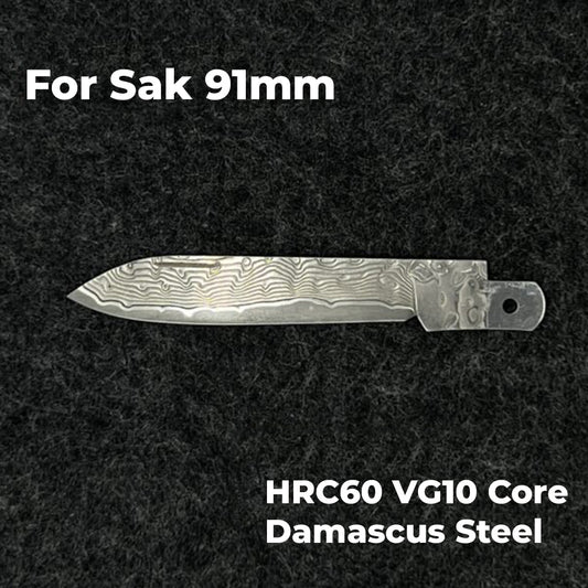 91mm Knife VG10 Damascus Powder Steel Handmade Replacement Blade SAK Parts