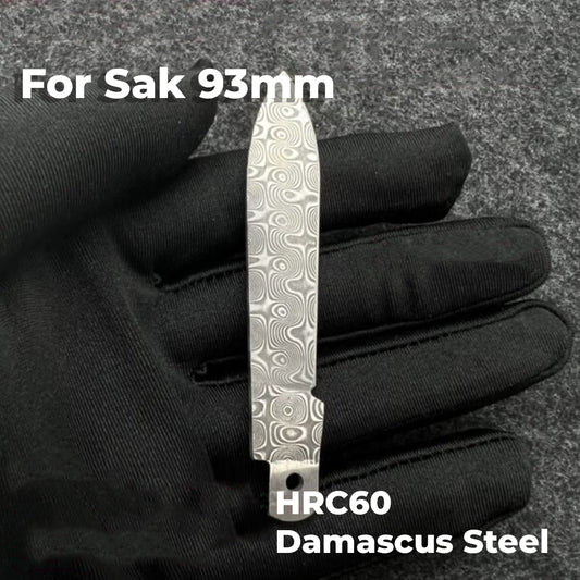 Cuchillo de 93 mm de acero de Damasco en polvo, hoja de repuesto hecha a mano, piezas SAK