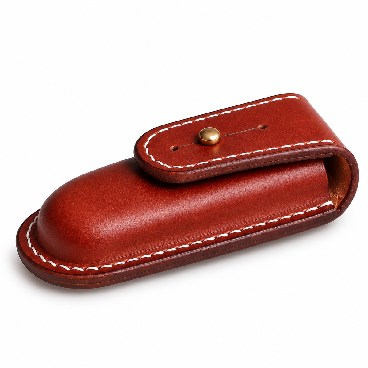 111mm SAK Outrider Vegetable-Tanned Cowhide Leather Sheath - 111mm SAK Outrider Brown Button-Stud Closure