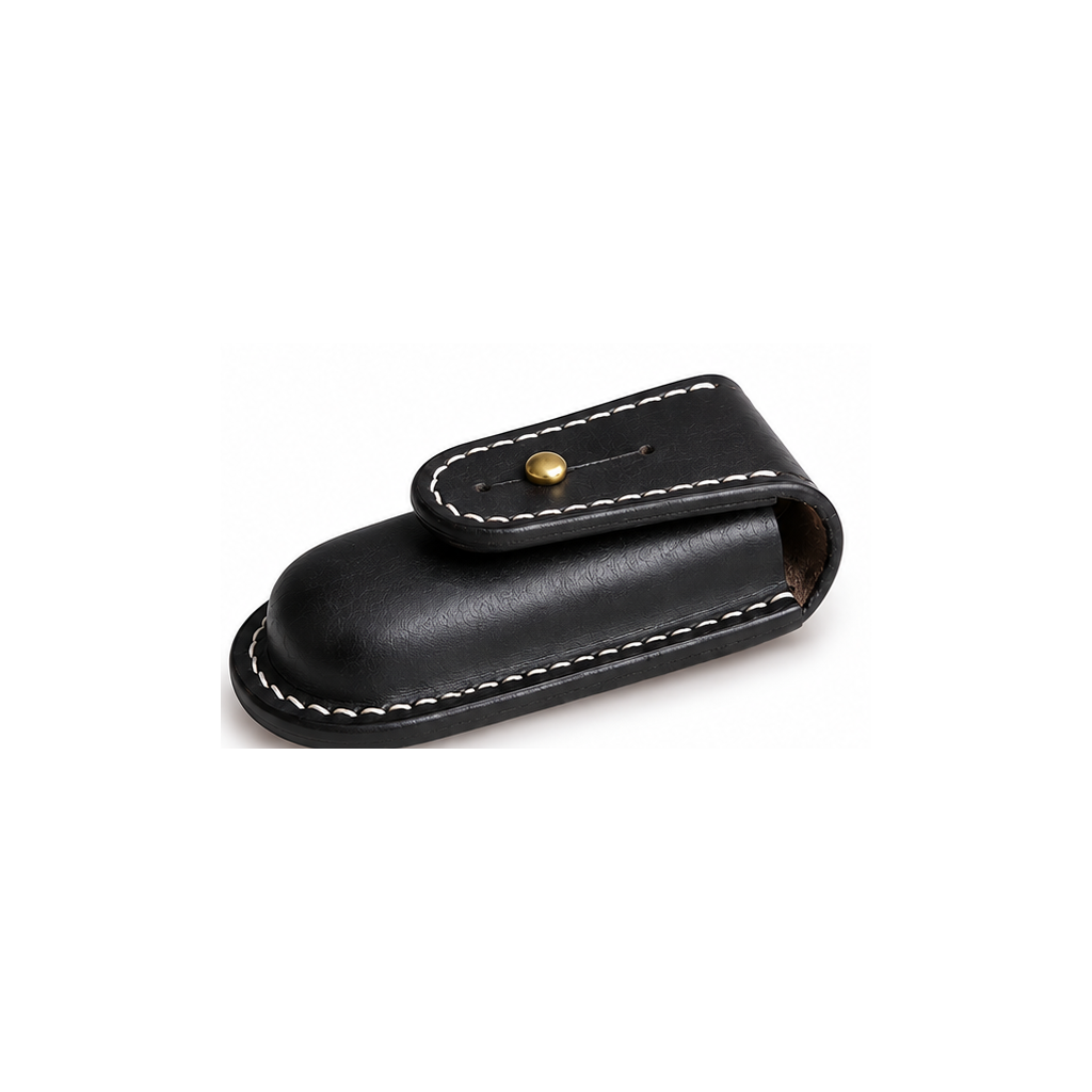 111mm SAK Vegetable-Tanned Cowhide Leather Sheath for Alpine Ranger and Swiss Officer - 111mm SAK Black Button-Stud Closure