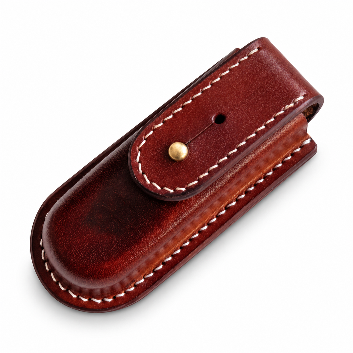 91mm SAK Ranger Vegetable-Tanned Leather Sheath - Brown Straight Flap Button-Stud Closure