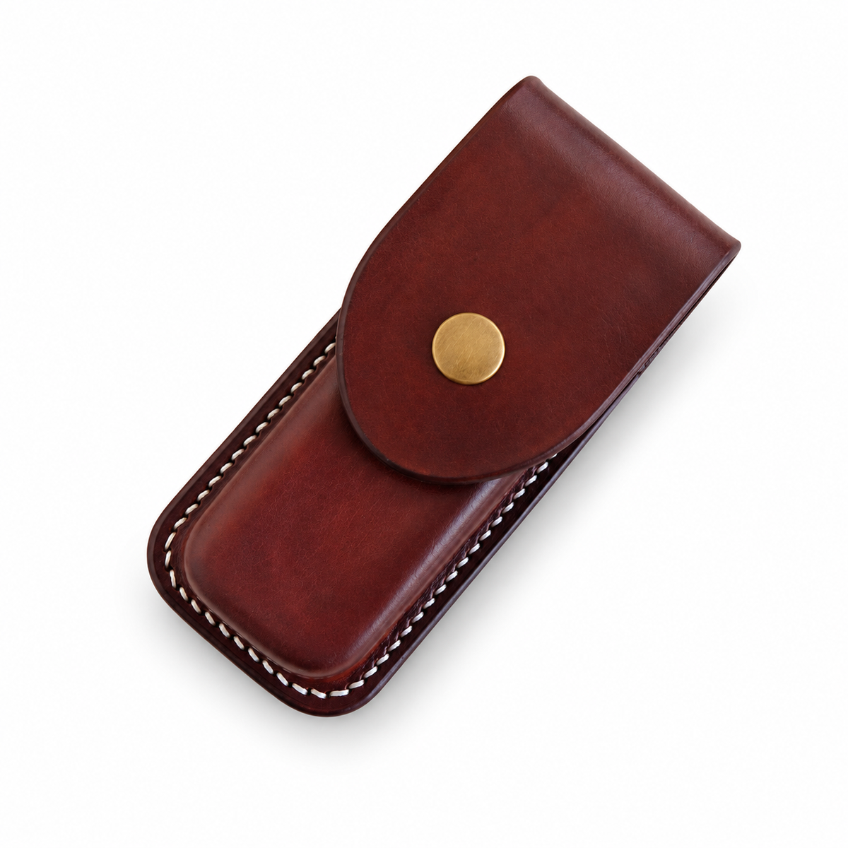 SAK Hunter Pro M Plastic-Handle Vegetable-Tanned Cowhide Leather Sheaths & Pure Copper Horseshoe Buckle - Brown - With Lanyard Loop