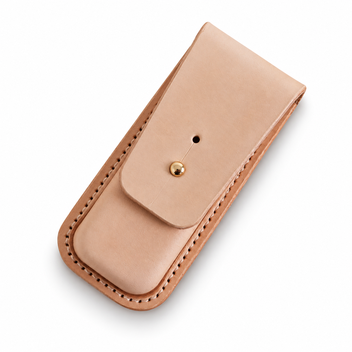 111mm SAK Sentinel Leather Sheaths and Burmese Rosewood Scales - Sentinel Leather Sheath - Natural - With Hole