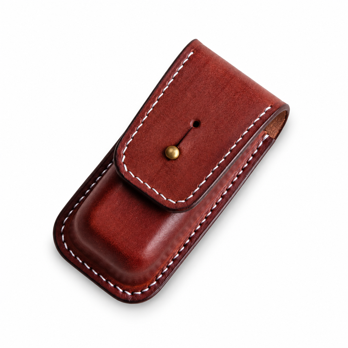 91mm SAK Handmade Vegetable-Tanned Cowhide Leather Sheath - 6 Styles - Brown - Button-Stud Closure