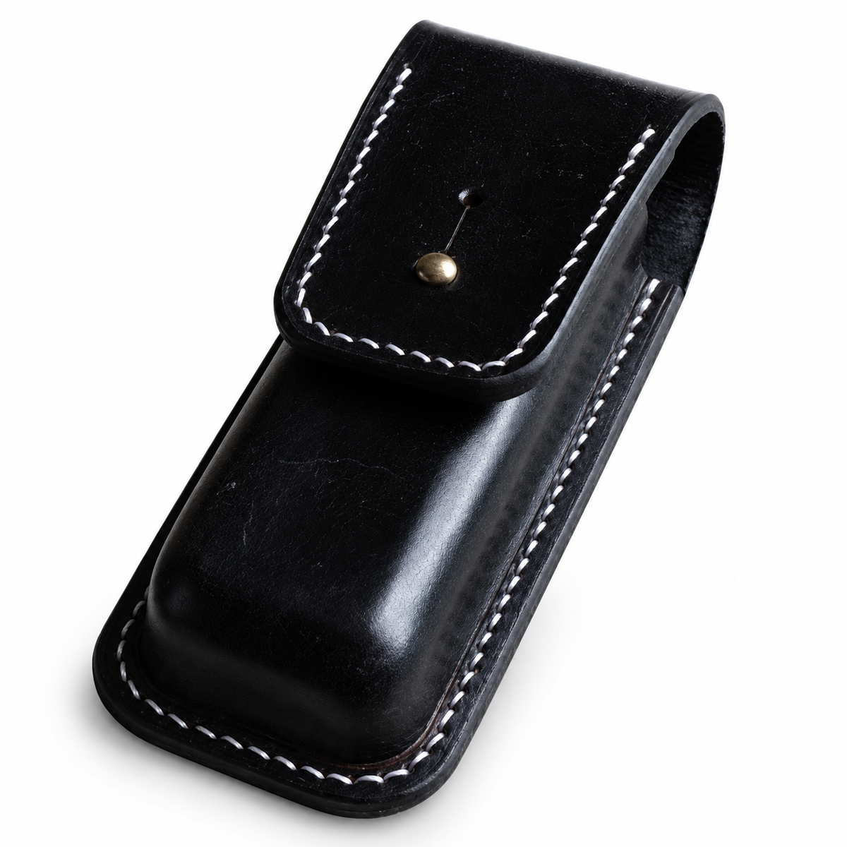 130mm SAK Vegetable-Tanned Cowhide Leather Sheath for 3-4 Layer Knives - 130mm SAK 3-Layer Black Button-Stud Closure