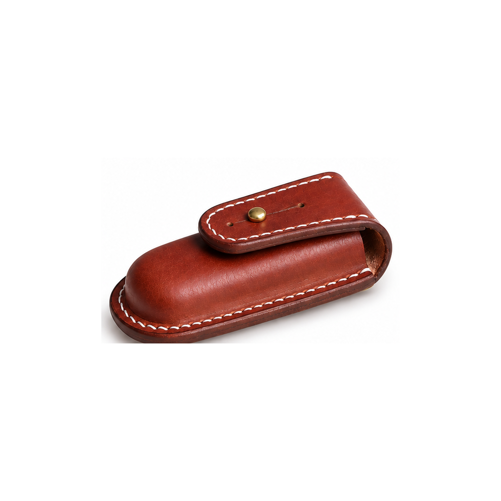 111mm SAK Vegetable-Tanned Cowhide Leather Sheath for Alpine Ranger and Swiss Officer - 111mm SAK Brown Button-Stud Closure