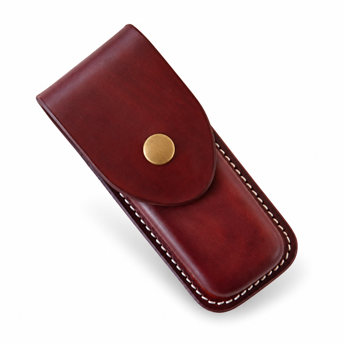 SAK Hunter Pro M Plastic-Handle Vegetable-Tanned Cowhide Leather Sheaths & Pure Copper Horseshoe Buckle - Brown - Without Lanyard Loop