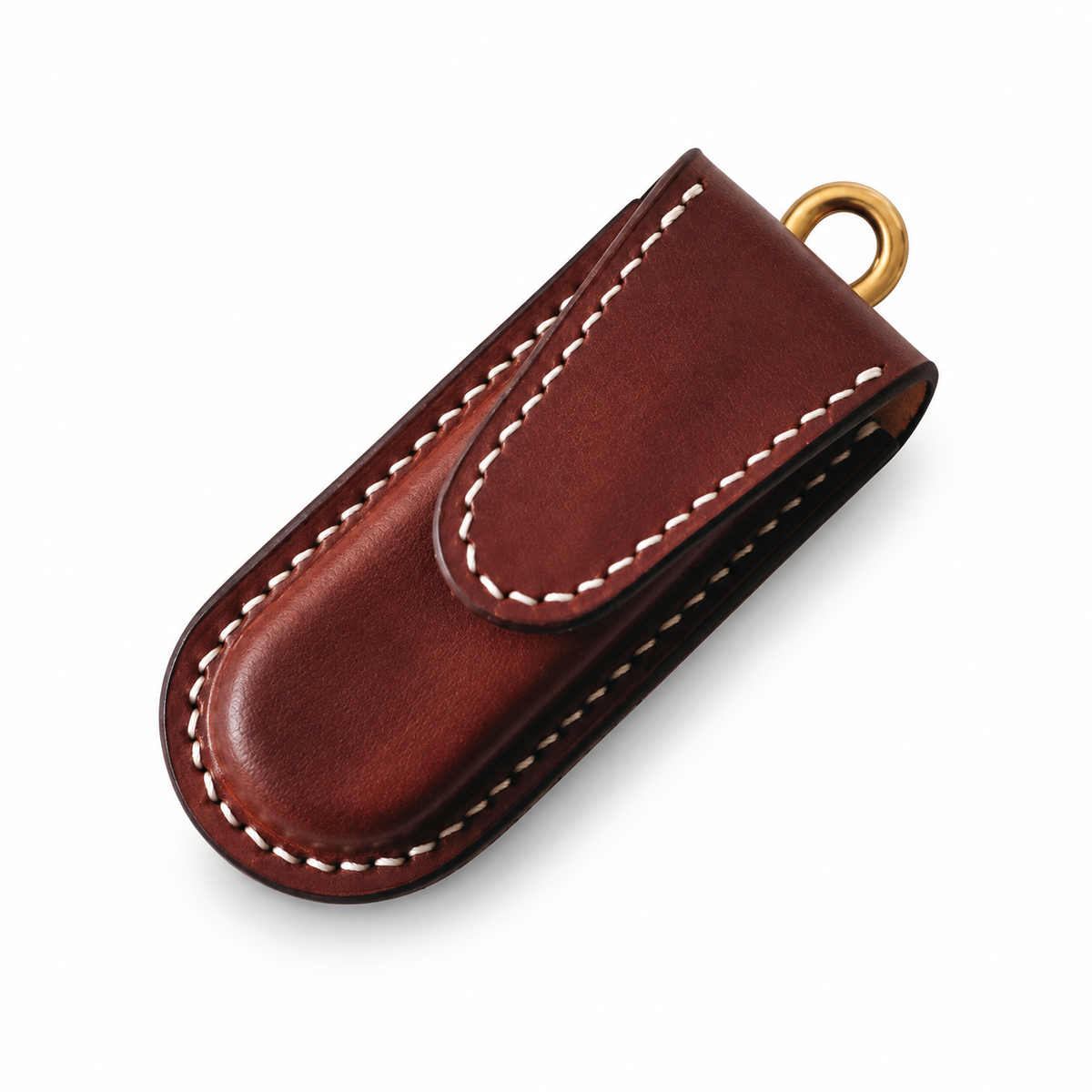 84mm SAK Vegetable-Tanned Cowhide Leather Sheath - Aluminum Handle Training Officer - Brown - Magnetic Closure