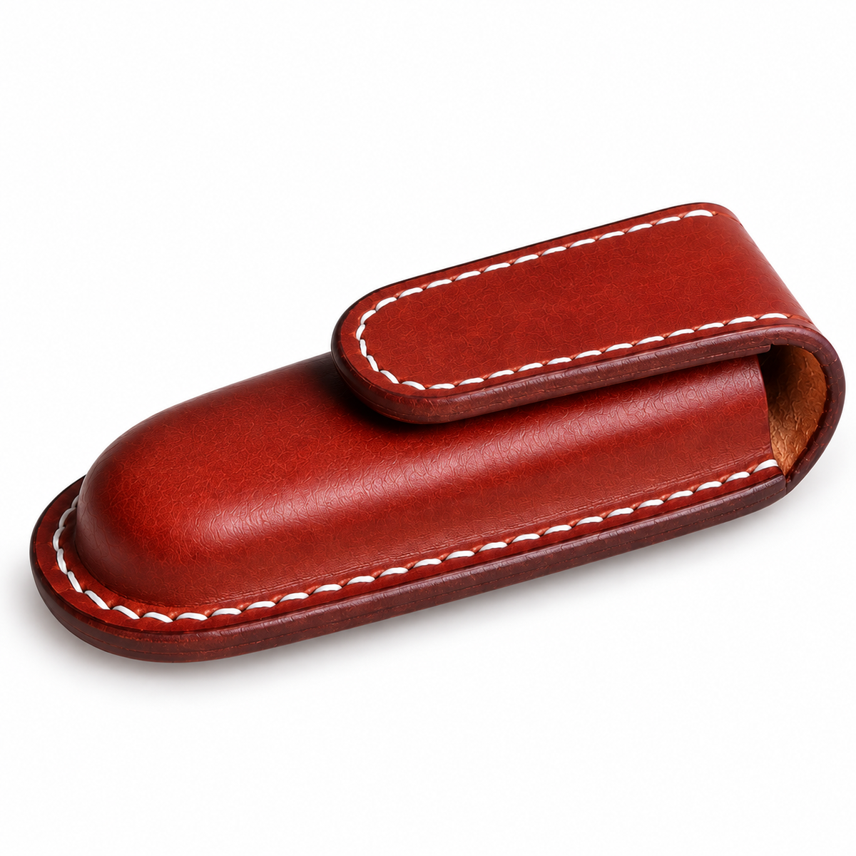 111mm SAK Outrider Vegetable-Tanned Cowhide Leather Sheath - 111mm SAK Outrider Brown Magnetic Closure