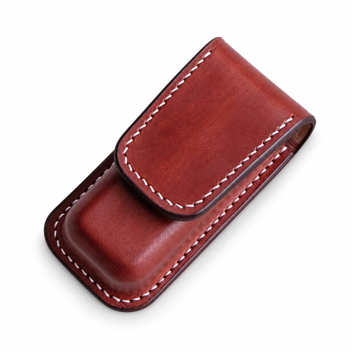 91mm SAK Handmade Vegetable-Tanned Cowhide Leather Sheath - 6 Styles - Brown - Magnetic Closure