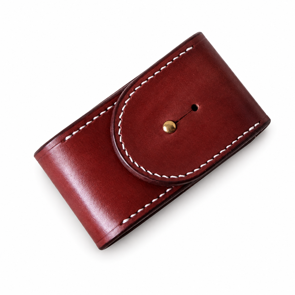 91mm SAK Champ XLT Vegetable-Tanned Leather Sheath - Brown Button-Stud Closure