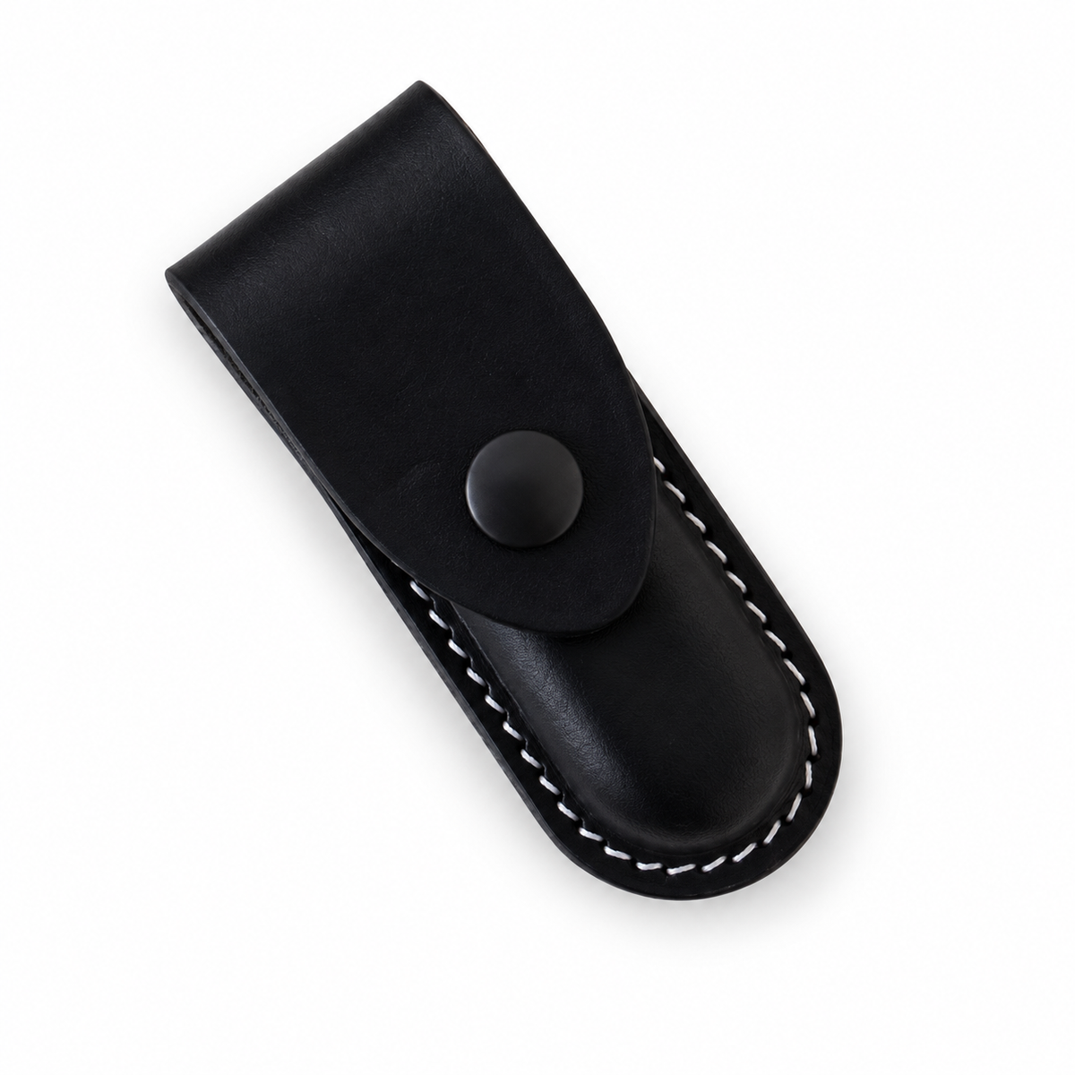 93mm Handmade Vegetable-Tanned Leather Belt Sheath for SAK - Black or Brown - Black Snap Closure 2 Layer for SAK With Ring
