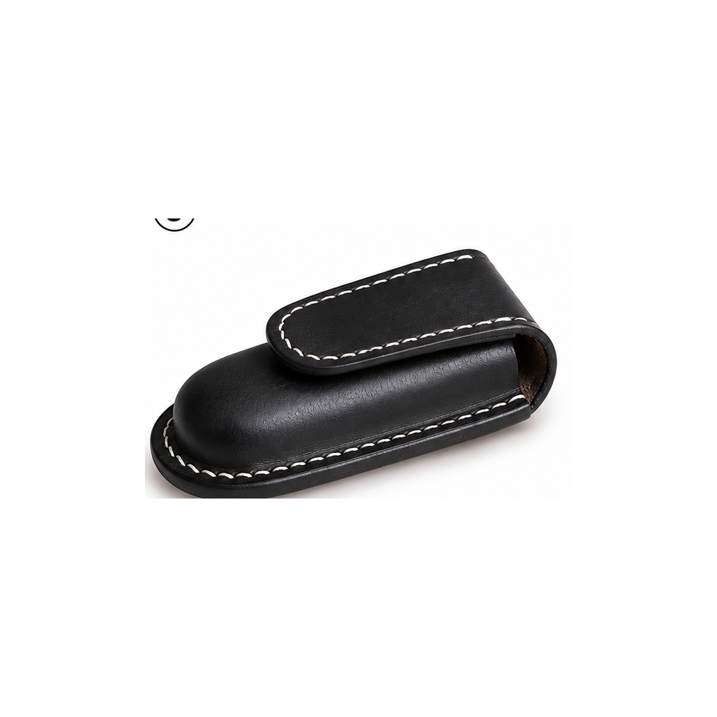 111mm SAK Vegetable-Tanned Cowhide Leather Sheath for Alpine Ranger and Swiss Officer - 111mm SAK Black Magnetic Closure