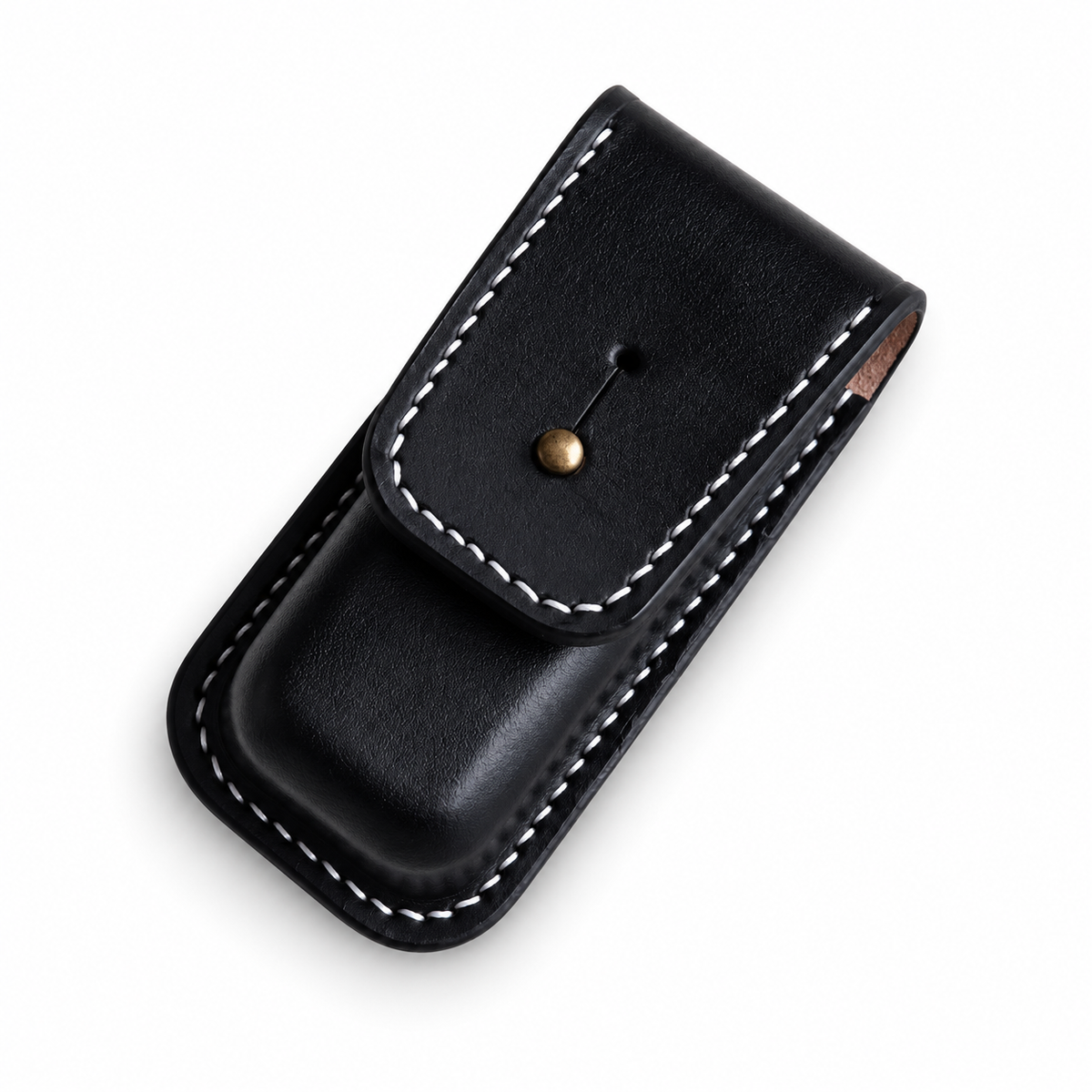 91mm SAK Handmade Vegetable-Tanned Cowhide Leather Sheath - 6 Styles - Black - Button-Stud Closure