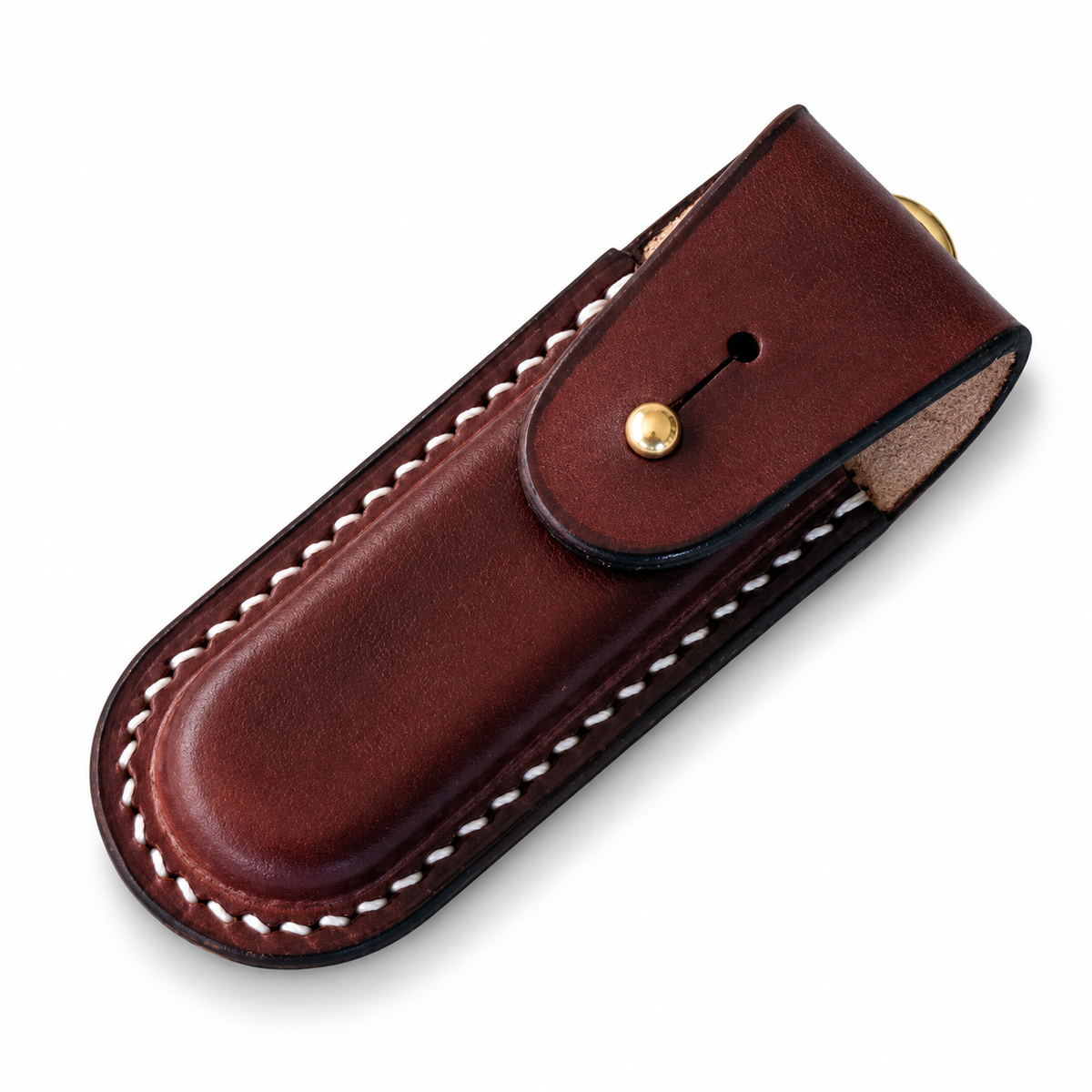 84mm SAK Saber & Featherweight Boxer Vegetable-Tanned Leather Sheath - 84mm Aluminum Handle Featherweight Boxer - Brown Sheath