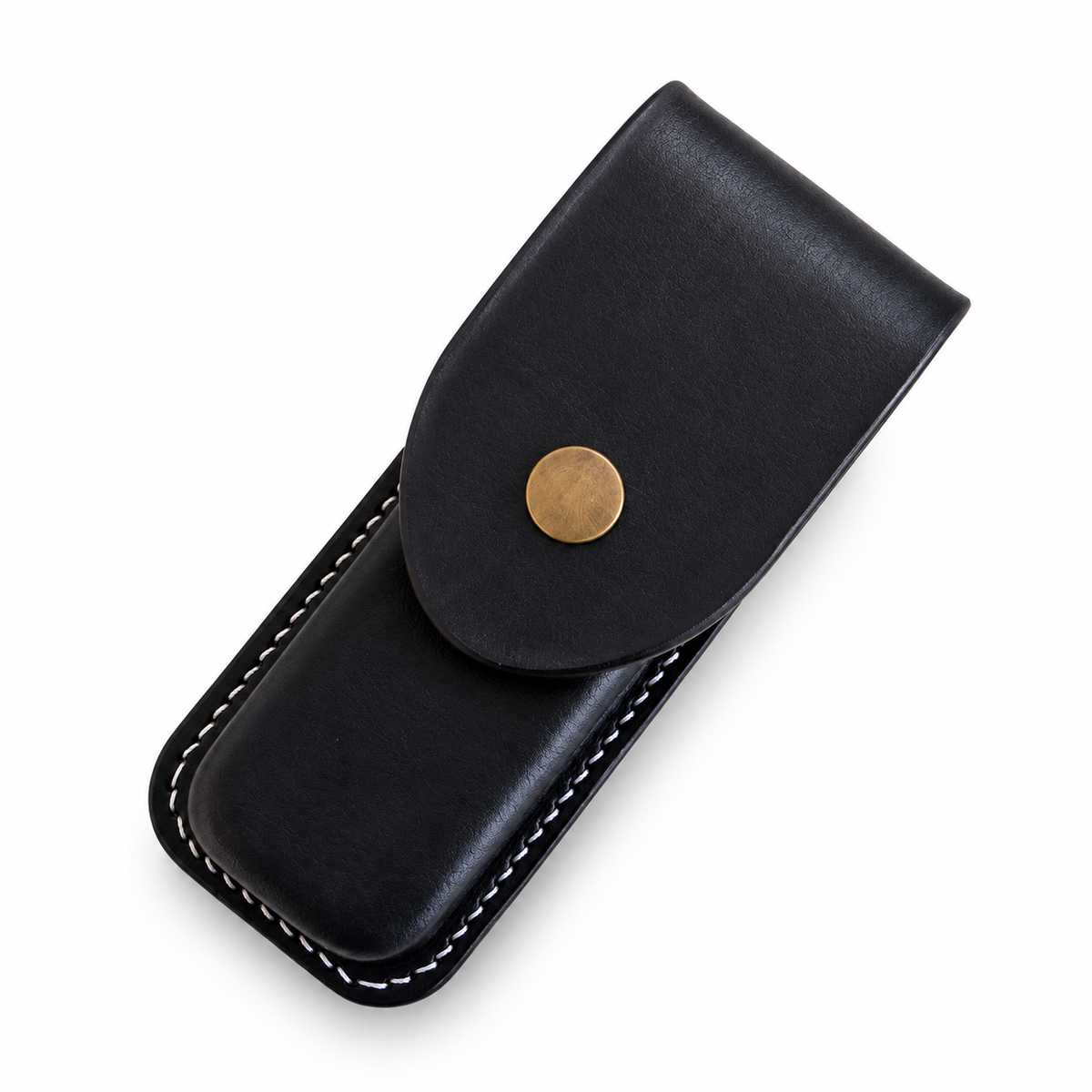 SAK Hunter Pro M Plastic-Handle Vegetable-Tanned Cowhide Leather Sheaths & Pure Copper Horseshoe Buckle - Black - With Lanyard Loop
