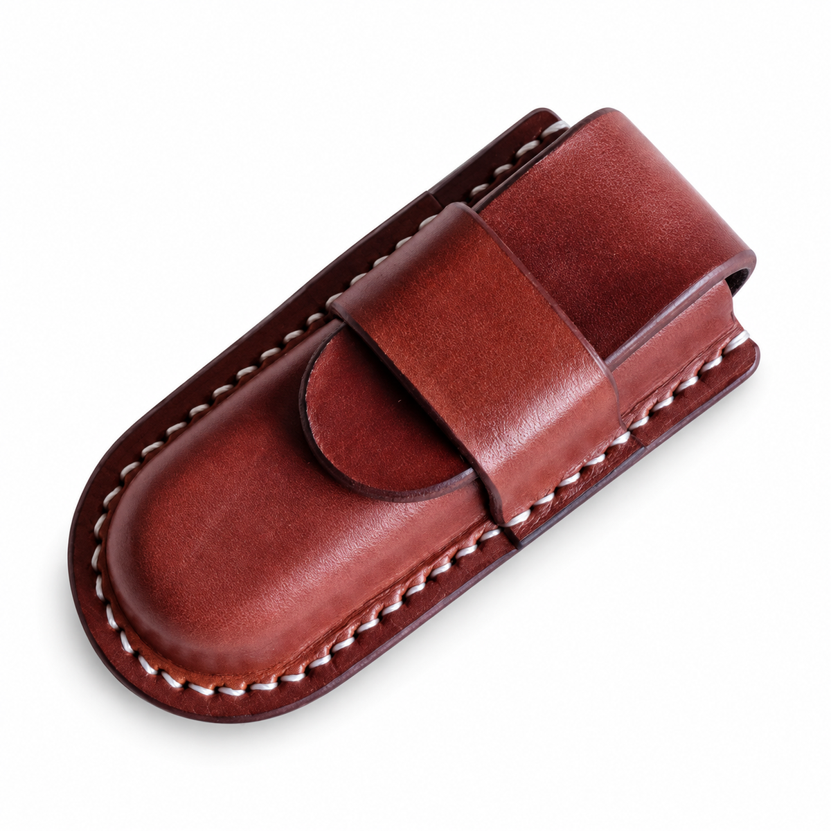 84mm SAK Vegetable-Tanned Cowhide Leather Sheath for 1-2 Layer Knives - Brown Leather Loop Closure · 1-Layer Fit