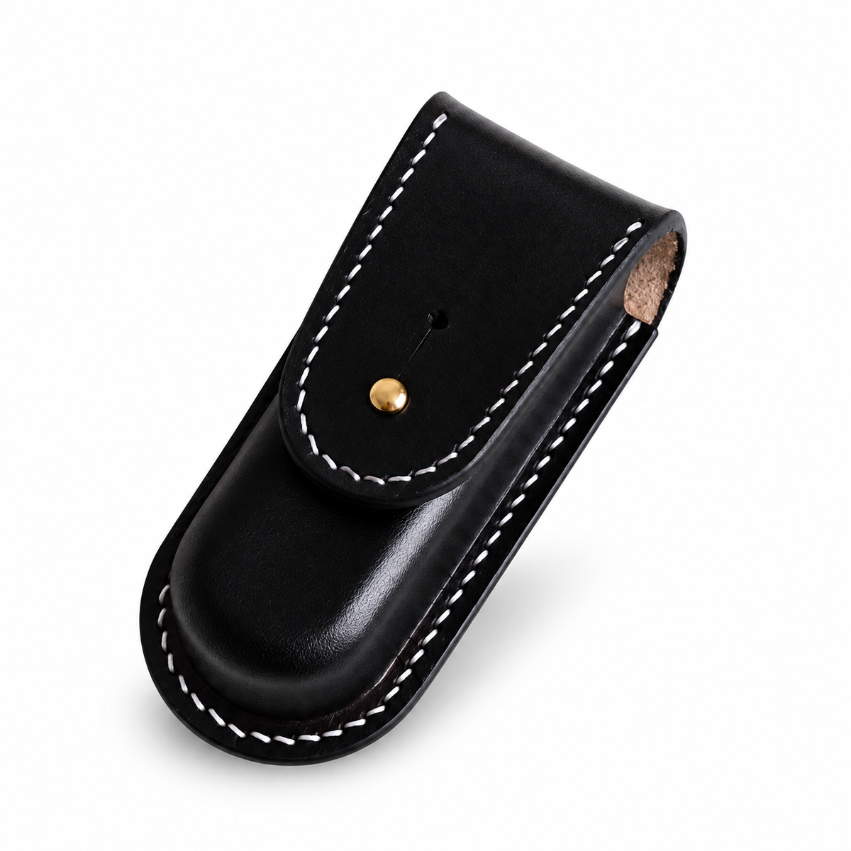 91mm SAK Handyman, Craftsman & Cyber Tool M Vegetable-Tanned Cowhide Leather Sheath - Black - Button-Stud Closure