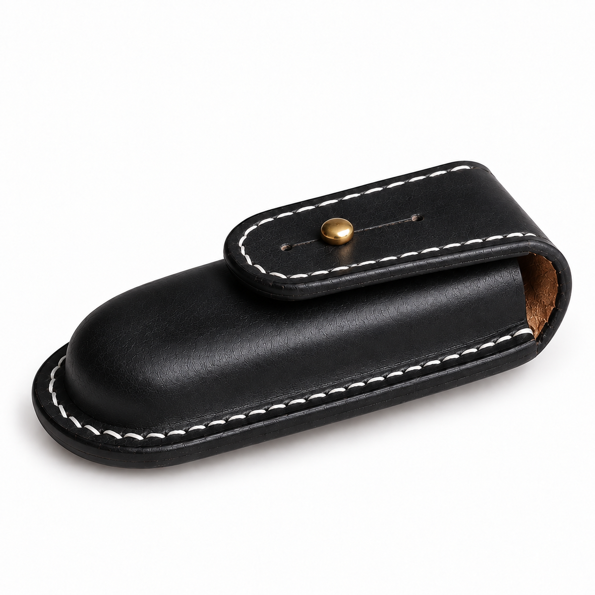111mm SAK Outrider Vegetable-Tanned Cowhide Leather Sheath - 111mm SAK Outrider Black Button-Stud Closure