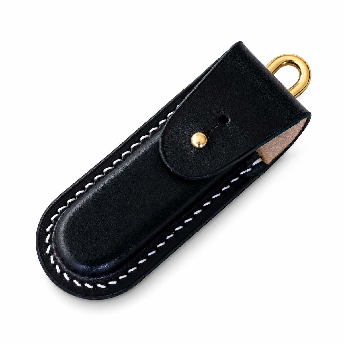 84mm SAK Saber & Featherweight Boxer Vegetable-Tanned Leather Sheath - 84mm Aluminum Handle Featherweight Boxer - Black Sheath