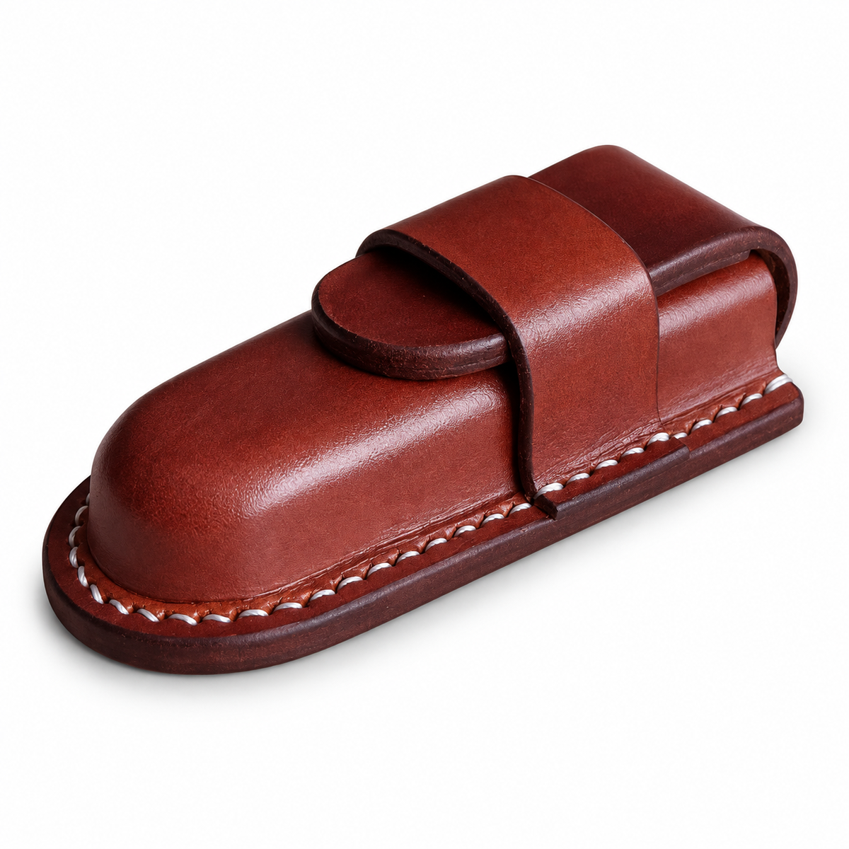 84mm SAK Vegetable-Tanned Cowhide Leather Sheath for 1-2 Layer Knives - Brown Leather Loop Closure · 2-Layer Fit