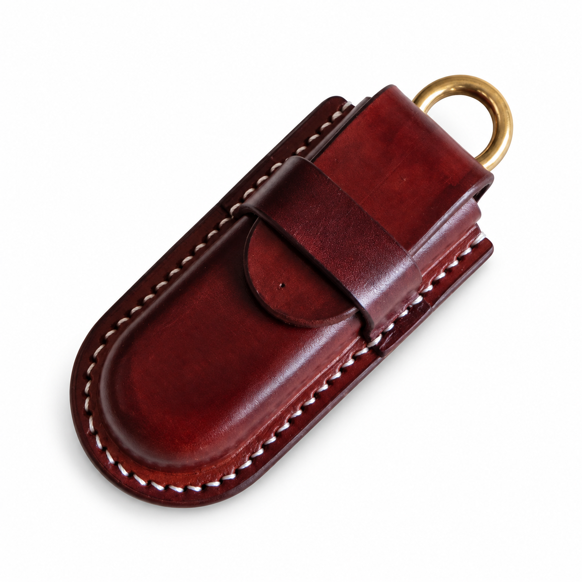 85mm SAK Vegetable-Tanned Leather Sheath - Leather Strap and Ring - 3 Layer
