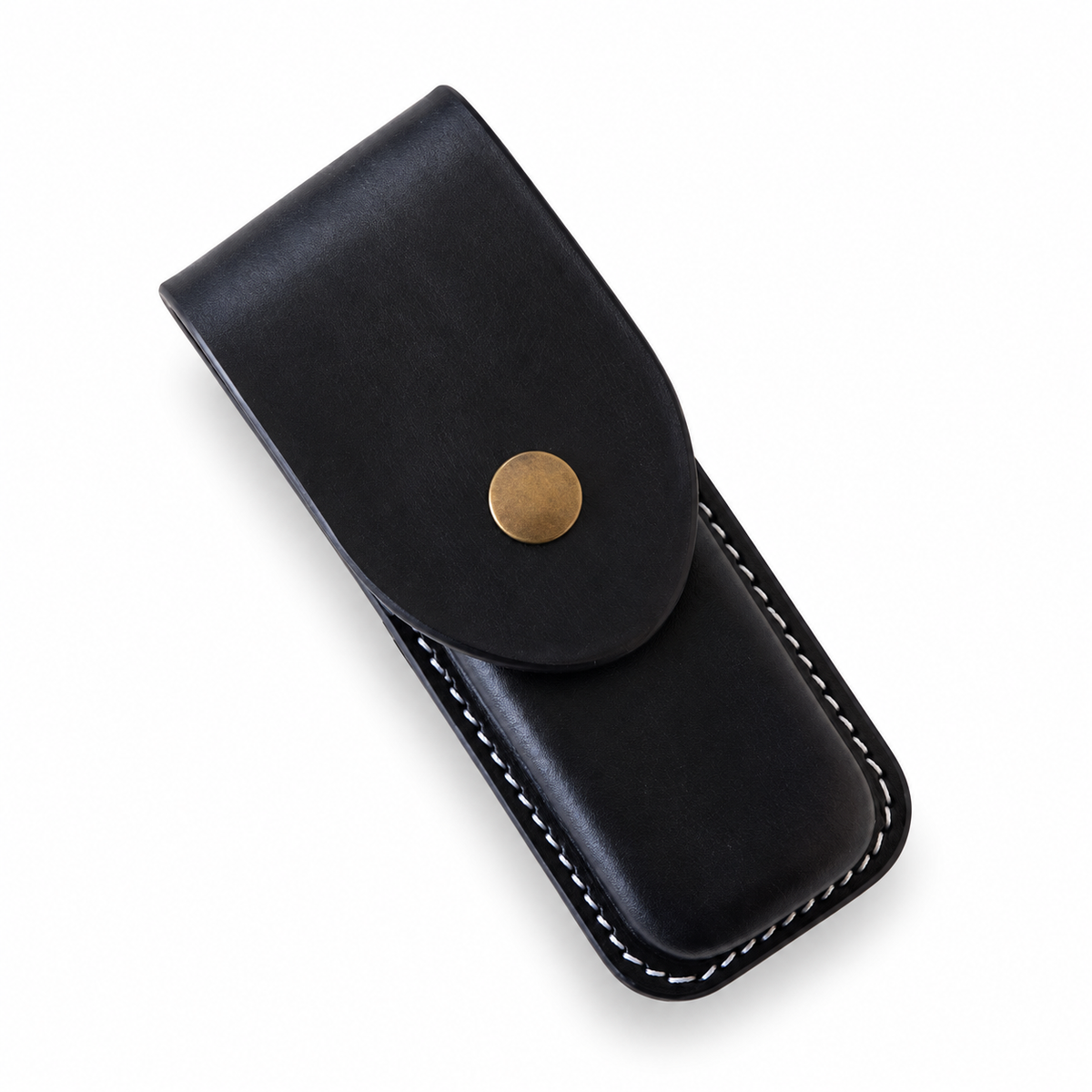 SAK Hunter Pro M Plastic-Handle Vegetable-Tanned Cowhide Leather Sheaths & Pure Copper Horseshoe Buckle - Black - Without Lanyard Loop