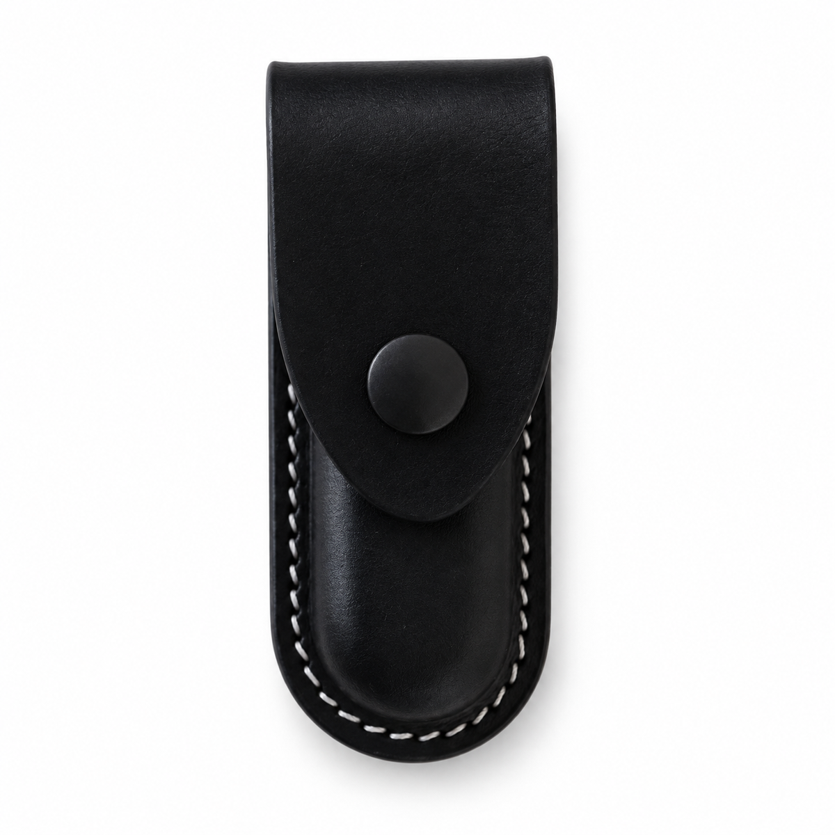 93mm Handmade Vegetable-Tanned Leather Belt Sheath for SAK - Black or Brown - Black Snap Closure 2 Layer for SAK Without Ring