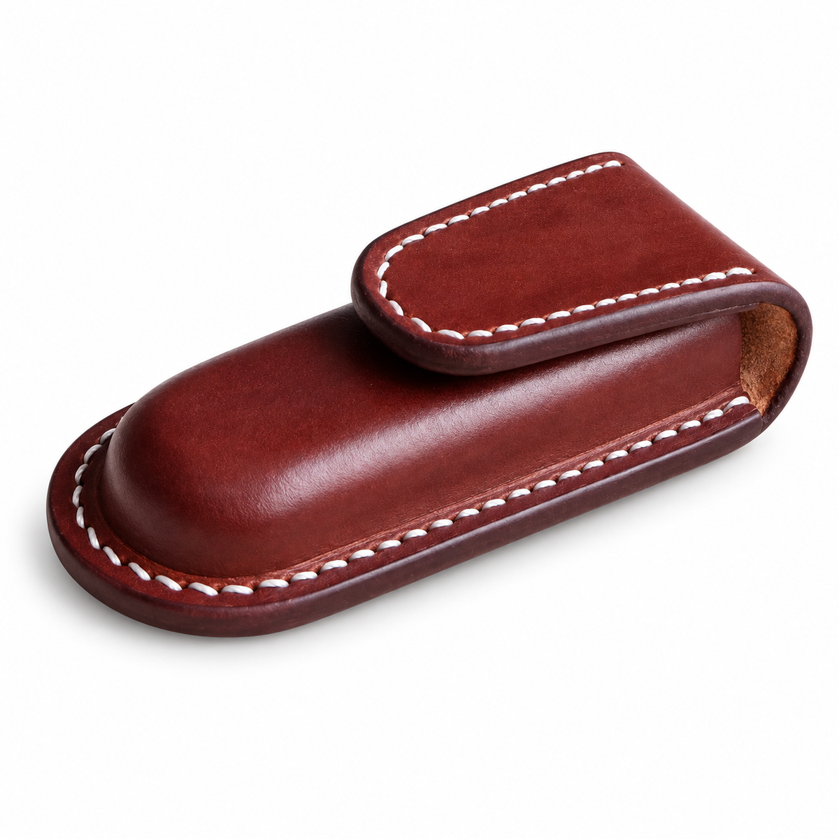 84mm SAK Vegetable-Tanned Cowhide Leather Sheath for 1-2 Layer Knives - Brown Magnetic Closure · 1-Layer Fit