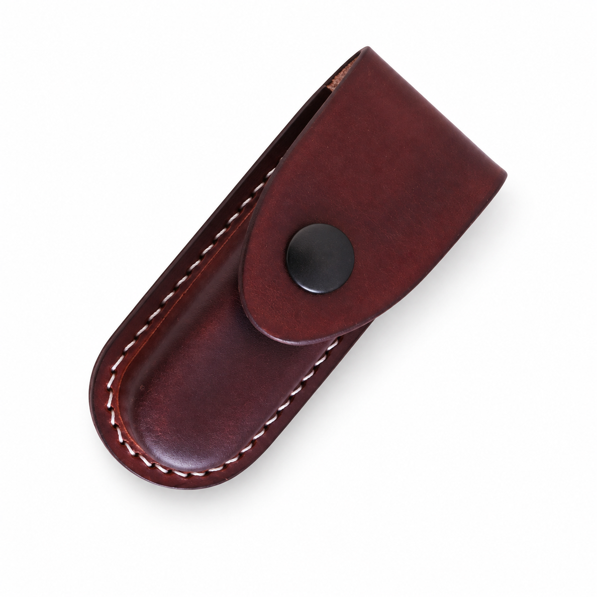 93mm Handmade Vegetable-Tanned Leather Belt Sheath for SAK - Black or Brown - Brown Snap Closure 2 Layer for SAK With Ring