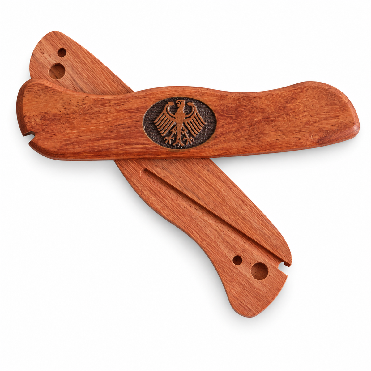 Burmese Rosewood Handle Scales for 58mm 91mm and 111mm SAK - 111mm German Officer Scales - With Accessory Slots