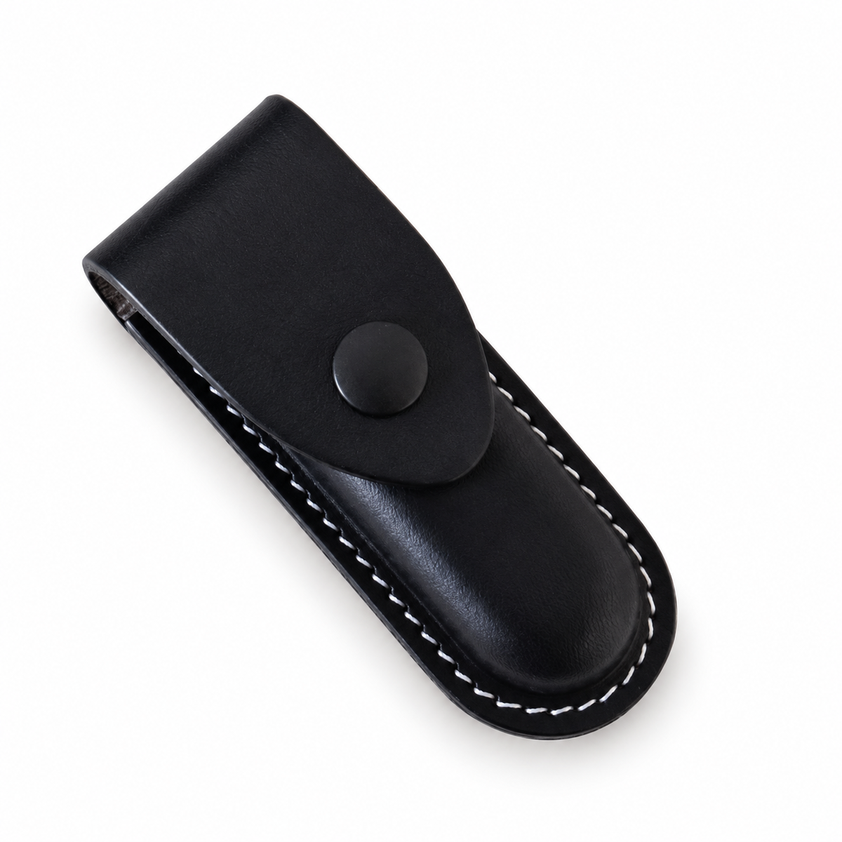 93mm Handmade Vegetable-Tanned Leather Belt Sheath for SAK - Black or Brown - Black Snap Closure 3 Layer for SAK With Ring