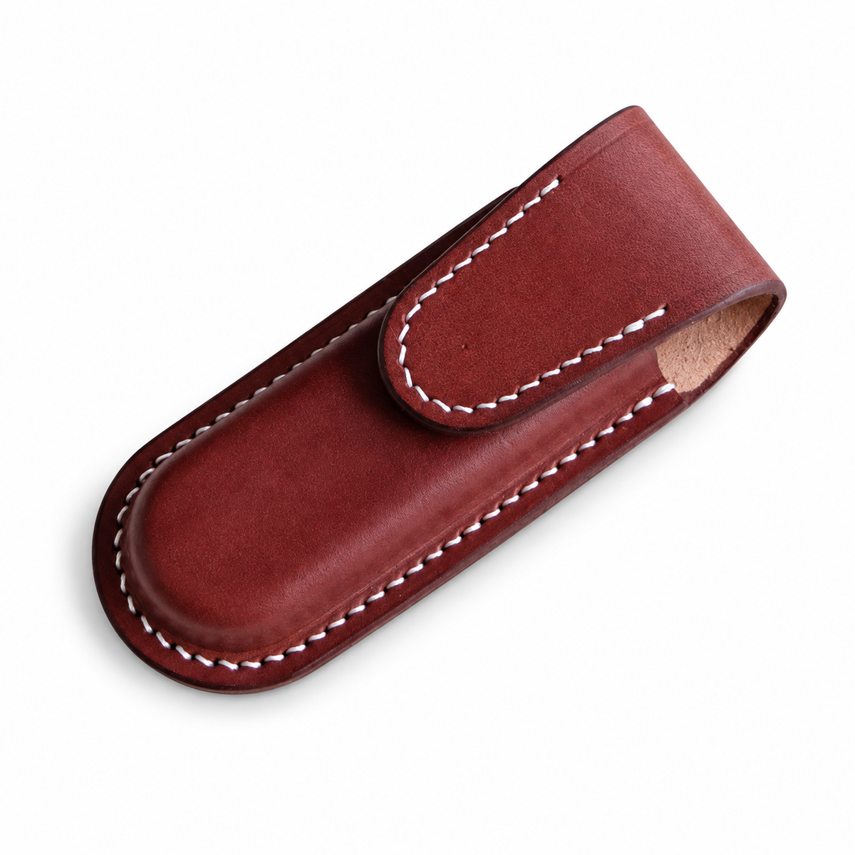 111mm SAK Sentinel Vegetable-Tanned Cowhide Leather Sheath - 111mm SAK Sentinel Brown Magnetic Closure Without Hole