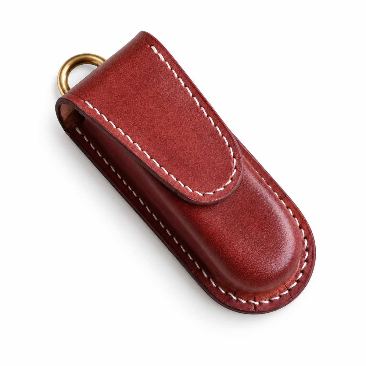 91mm SAK Vegetable-Tanned Cowhide Leather Case for 2-4 Layer Knives - 91mm Climber Brown Magnetic Closure + Horseshoe Clip 3-Layer Fit
