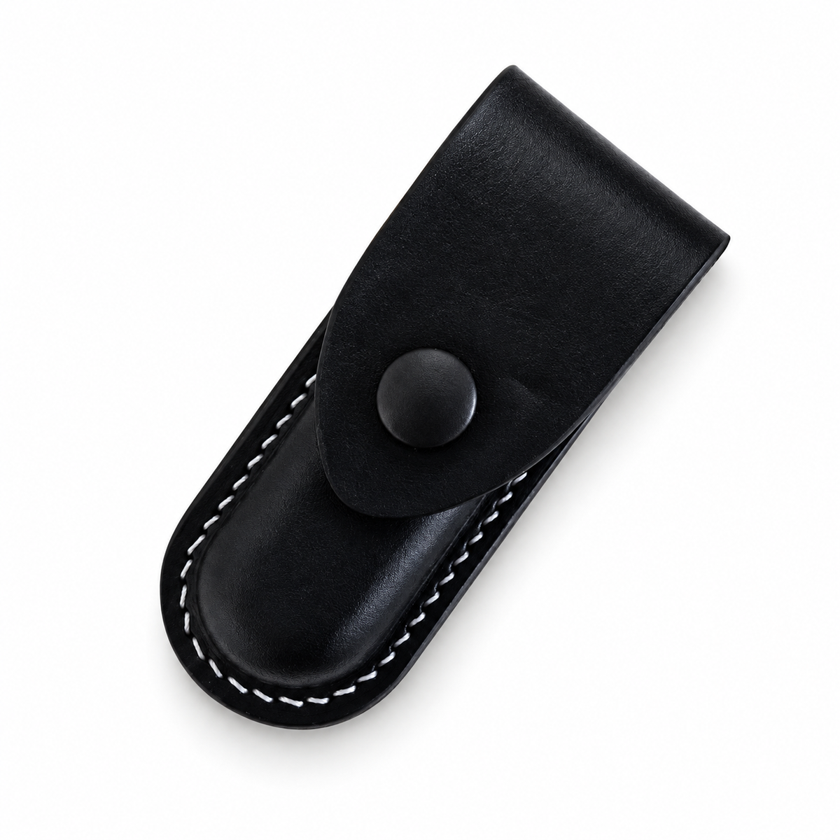 93mm Handmade Vegetable-Tanned Leather Belt Sheath for SAK - Black or Brown - Black Snap Closure 3 Layer for SAK Without Ring