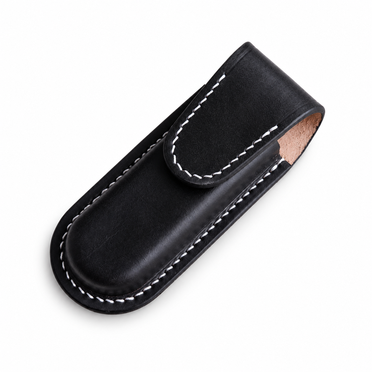 111mm SAK Sentinel Vegetable-Tanned Cowhide Leather Sheath - 111mm SAK Sentinel Black Magnetic Closure Without Hole