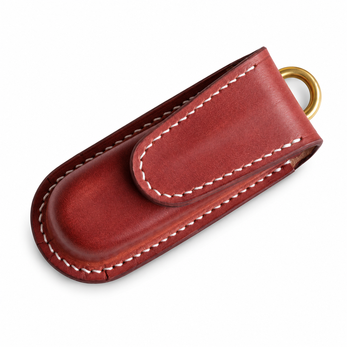 91mm SAK Vegetable-Tanned Cowhide Leather Case for 2-4 Layer Knives - 91mm Hunter Brown Magnetic Closure + Horseshoe Clip 4-Layer Fit