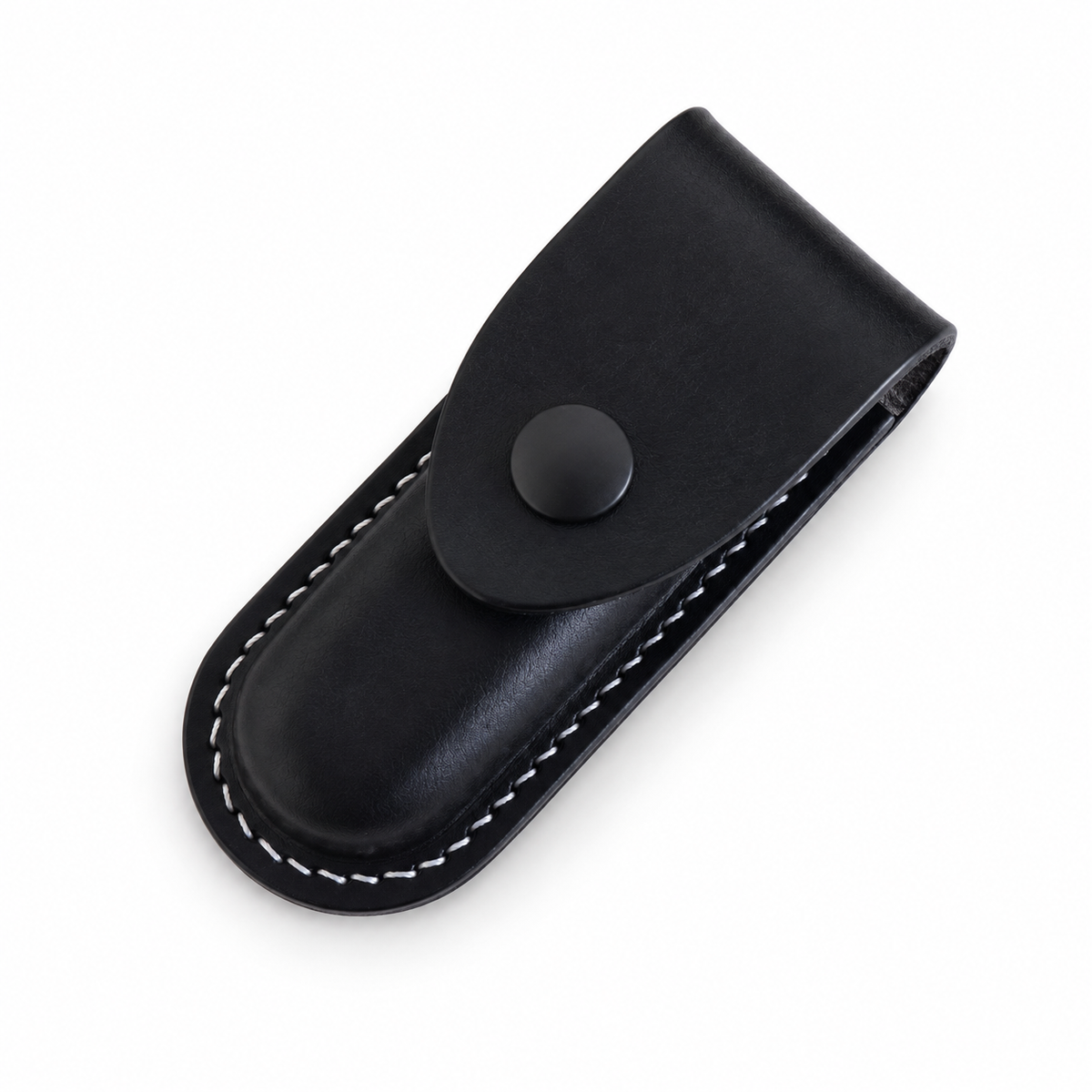 93mm Handmade Vegetable-Tanned Leather Belt Sheath for SAK - Black or Brown - Black Snap Closure 4 Layer for SAK With Ring