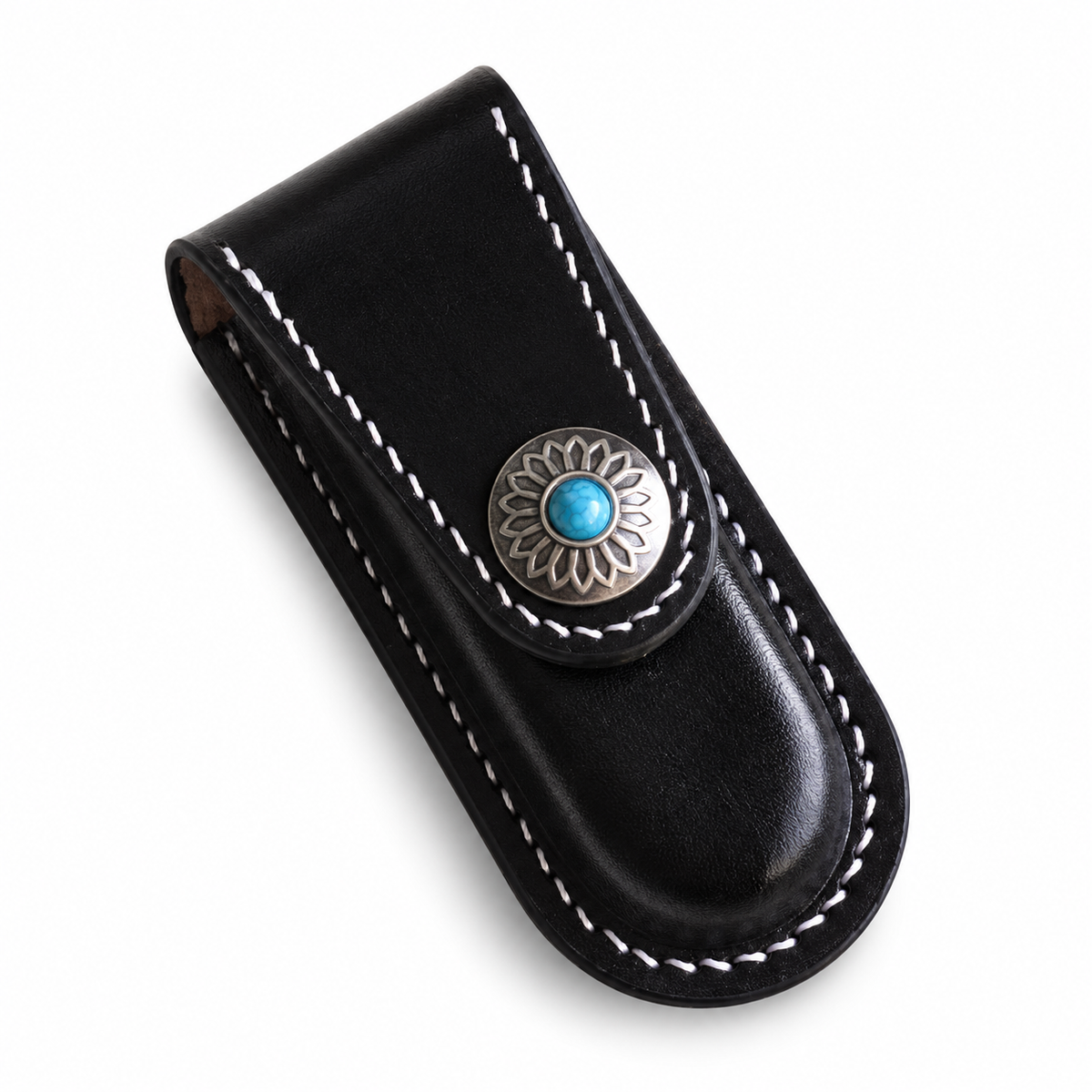91mm SAK Ranger Vegetable-Tanned Leather Sheath - Black Snap Closure