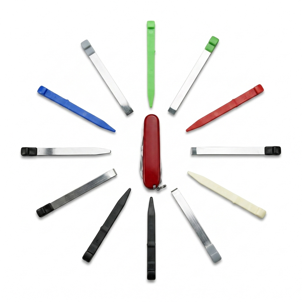 Cuchillo, pinzas, palillo de dientes, multiherramienta, 84 mm, 91 mm y 111 mm