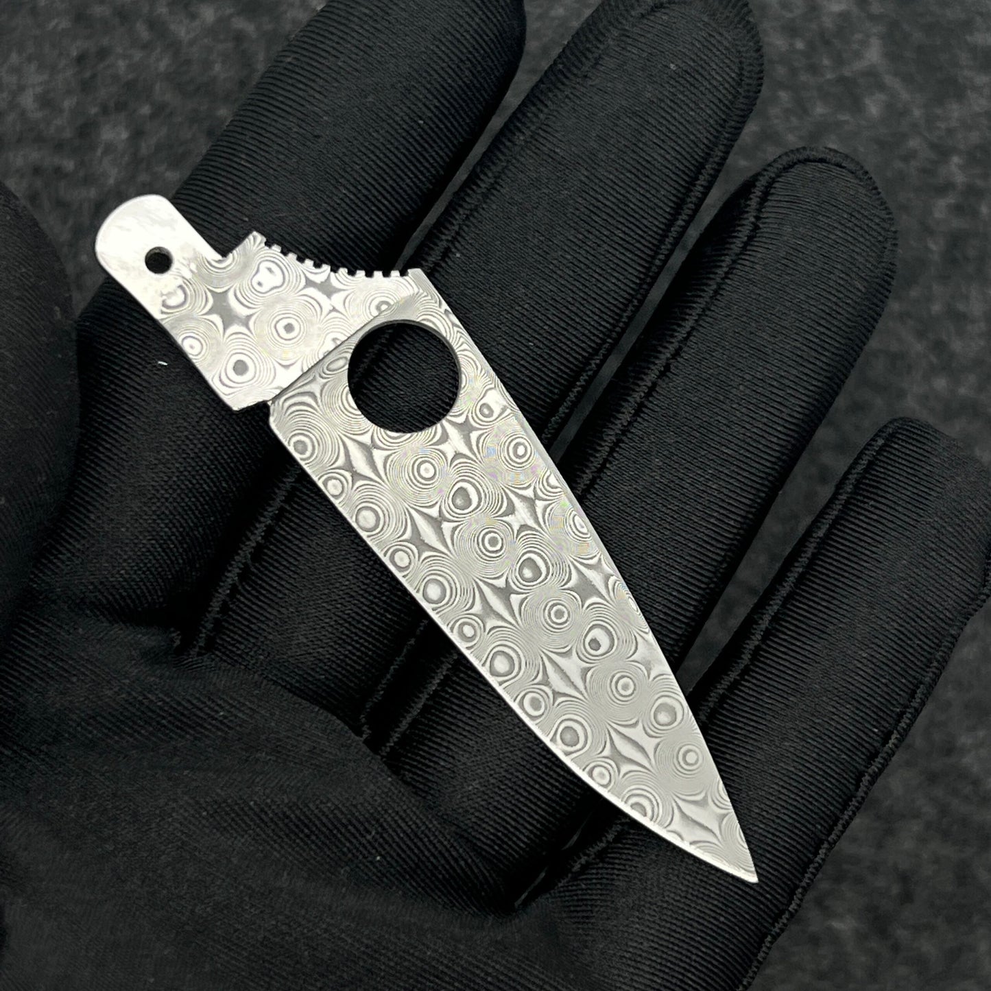 91mm Knife 20mm Width Damascus Powder Steel Non-slip Groove Handmade Blade