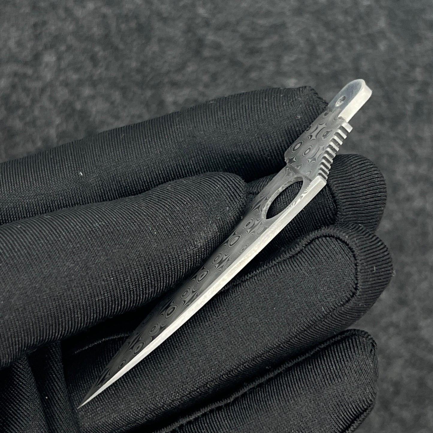 91mm Knife 20mm Width Damascus Powder Steel Non-slip Groove Handmade Blade