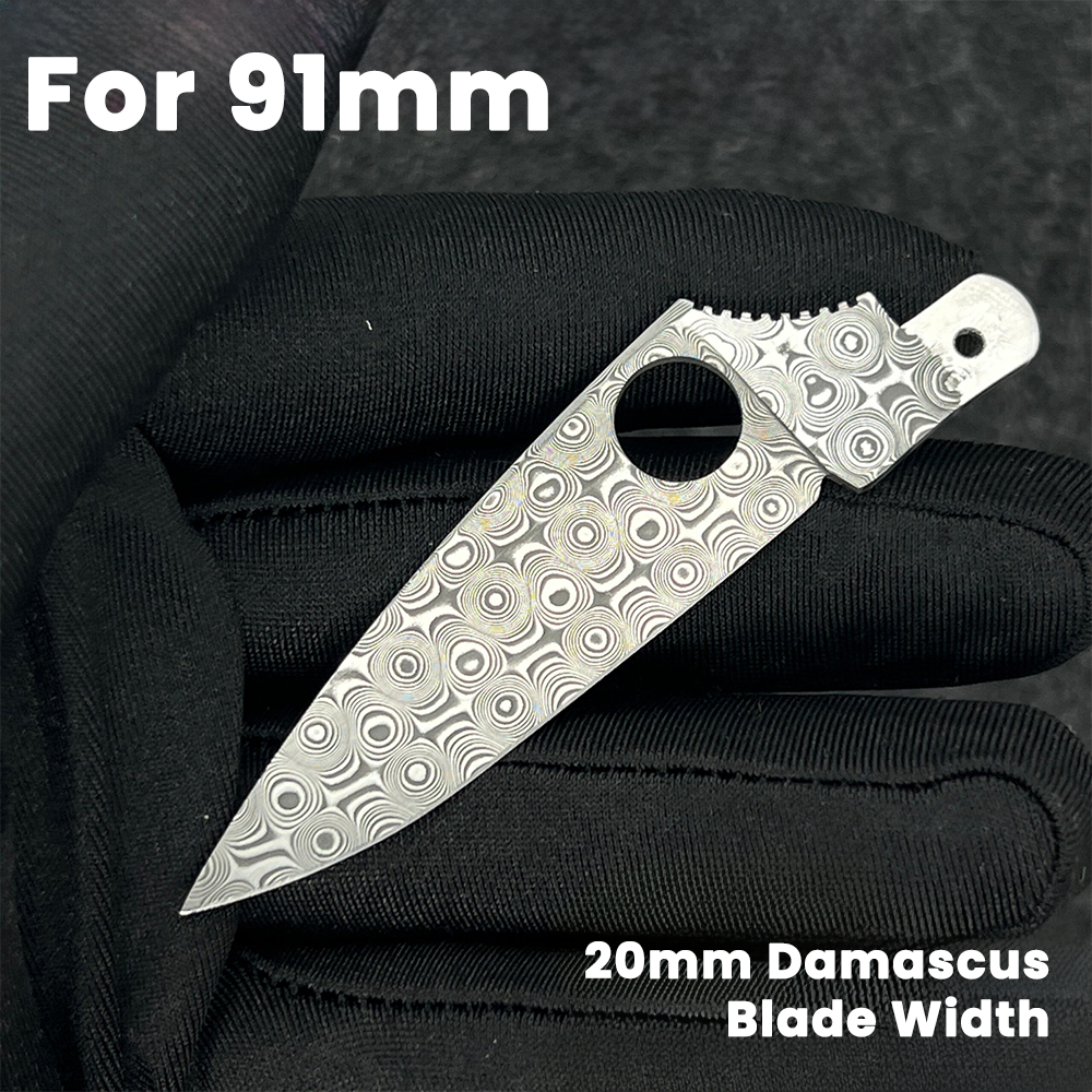 91mm Knife 20mm Width Damascus Powder Steel Non-slip Groove Handmade Blade