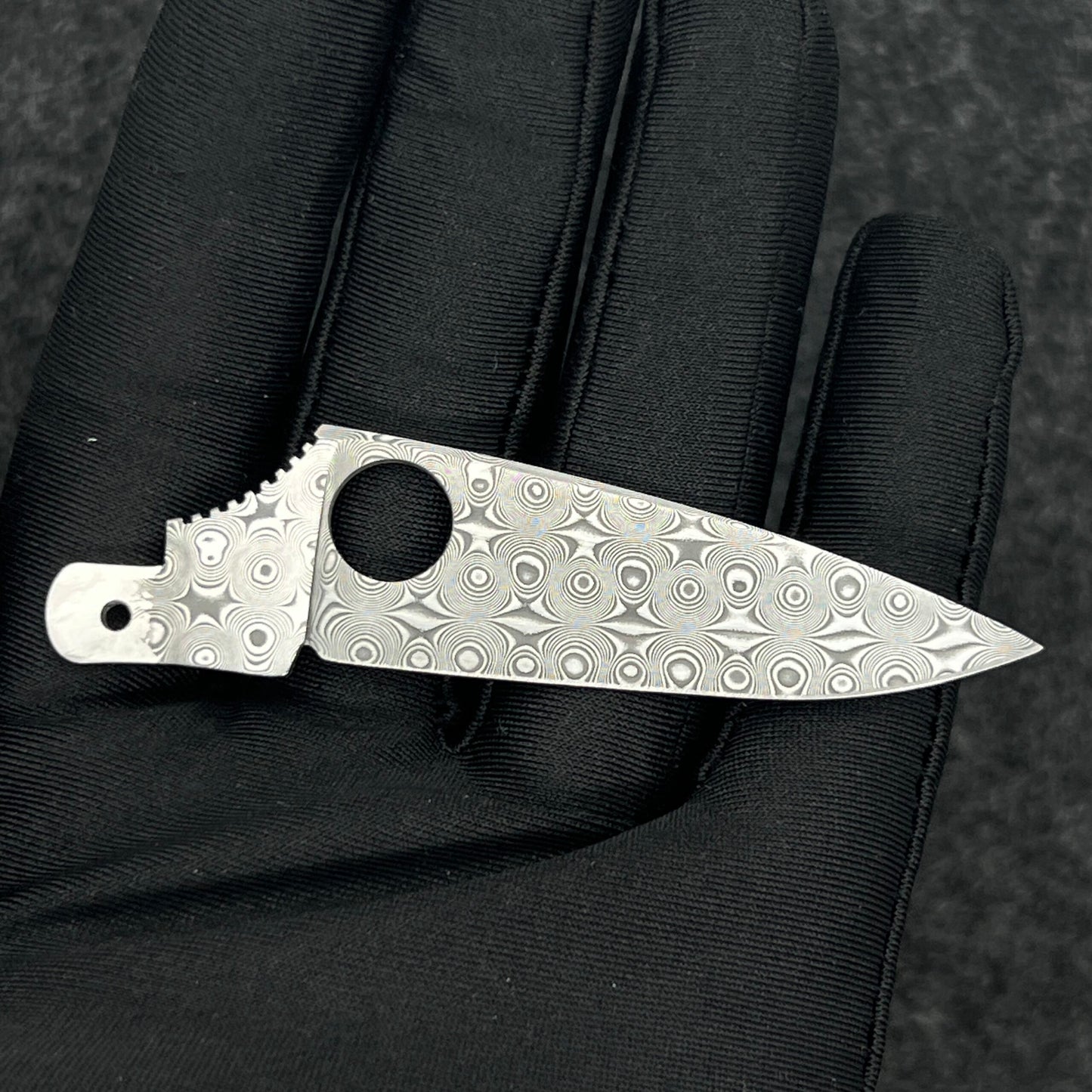 91mm Knife 20mm Width Damascus Powder Steel Non-slip Groove Handmade Blade