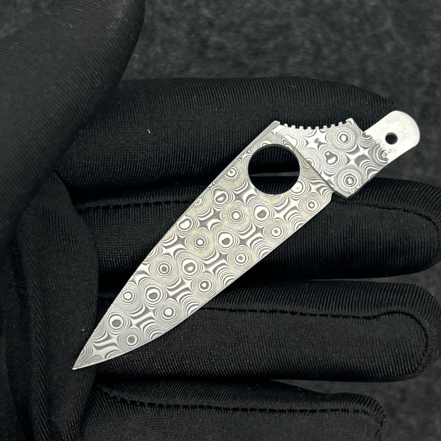 91mm Knife 20mm Width Damascus Powder Steel Non-slip Groove Handmade Blade